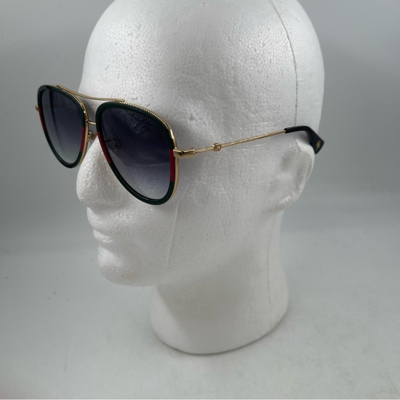 NEW! Gucci Aviator Metal Sunglasses Gold/Green/Red Frames Grey Lens 100% UV - Picture 5 of 16